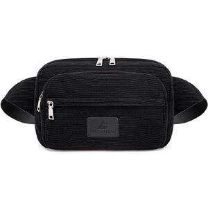 Ibalulu Black Quilted Crossbody Sling Fanny Pack Belt Bag | Adjustable Strap
